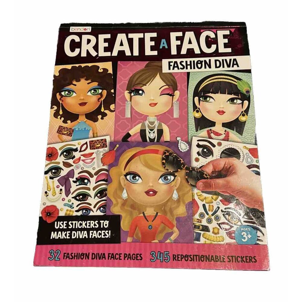 Bendon Fashion Diva Create-A-Face Sticker Pad Art Project at Home Kids READ NOTE
